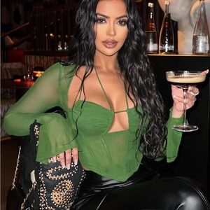 Elegant Green Sheer Women's Top